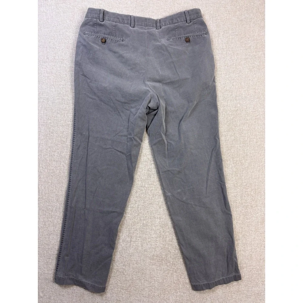 Hiltl Doyle Mens Grey Flat Front Chino Trousers Pants 34x30 Made in Romania